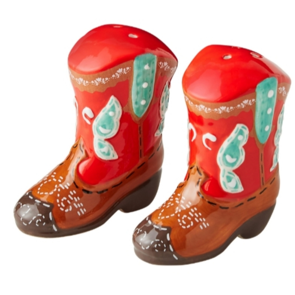 New Pioneer Woman Red  Cowboy Boots Salt & Pepper Shaker Set
